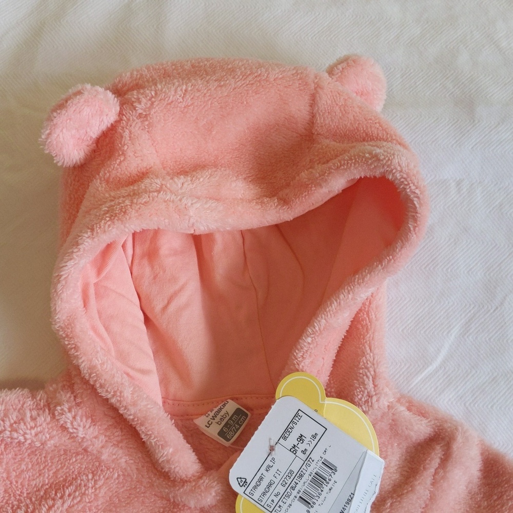 NEW lc waikiki fluffy peach kitten bunting suit 6-9 months baby girl - Picture 6 of 10